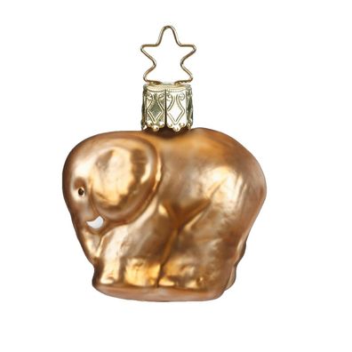 Christbaumschmuck Anhänger Glas Elefant 5cm Braun Beige