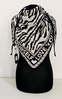 XXL Winter Dreieckstuch Dreieckschal Viskosemischung Love Yourself Schwarz/Weiß