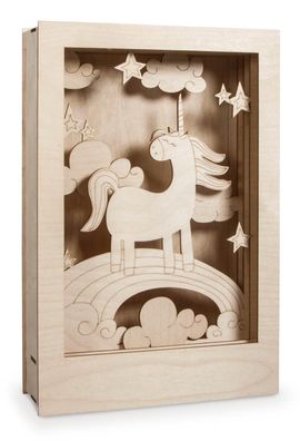 Holzbausatz 3D Einhorn 13-tlg natur BxHxT 200x65x300mm NEU Modellbau Baukasten