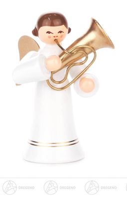 Engel mit Tuba, langer Rock, farbig H=ca 6 cm NEU Weihnachtsfigur Holzfigur