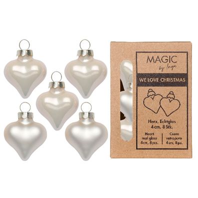 Christbaumschmuck Herzen 4cm Glas 8 Stück - Champagne