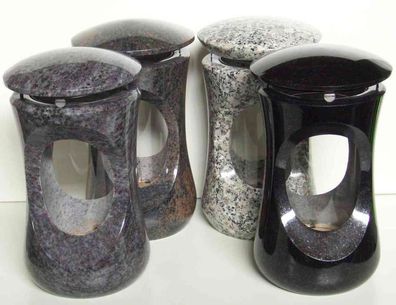 Grablampe Design-Medium Granit – 26 cm hoch, Ø 15 cm, wetterfest