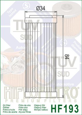 HF193 Ölfilter Triumph TF250 X TF450 RC1210378