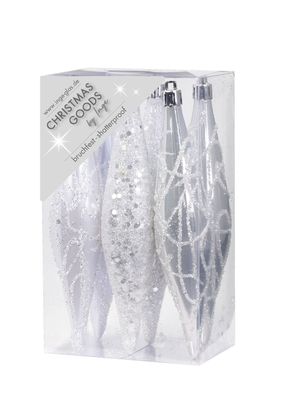 Christbaumschmuck Eiszapfen 15cm Kunststoff 6er Set - Weiß