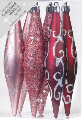 Christbaumschmuck Eiszapfen 15cm Kunststoff 6er Set - Berry Kiss