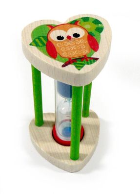 Holzdekoration Zahnputzuhr Eule BxLxH 45x45x80mm NEU Putzen Uhr Sanduhr Zahn