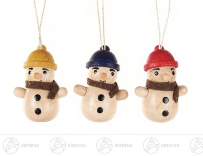 Baumschmuck Behang Schneemann farbig sortiert (3) (Mütze rot/gelb/blau) H=ca 4cm