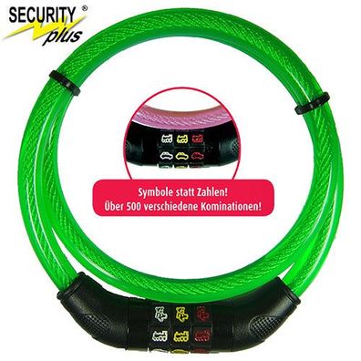 Symbolkabelschloss Kinder , L = 80 cm, Ø = 12 mm, grün, Point, 12027101