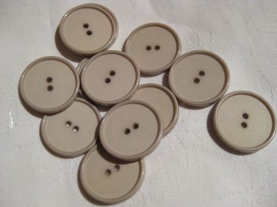 1 Kunststoffknopf beige Mitte matt Rand poliert 23x3mm 2 Loch 2mm Nr 84/85