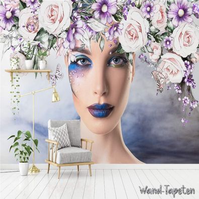 Vlies Fototapete Wandtapete Wandbilder Elegant Frau mit Blumenhut 3813