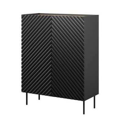 Kommode ONDA Kommode 98x127x45 cm 2 türiger Wohnzimmerschrank MDF Schwarz matt