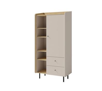 Regalschrank Alessio AE5 Regal Hochschrank Sandbeige/Eiche geölt