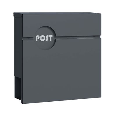 Wiltec Briefkasten Anthrazit V62 Postkasten Stahl Zeitungsfach Wandbriefkasten