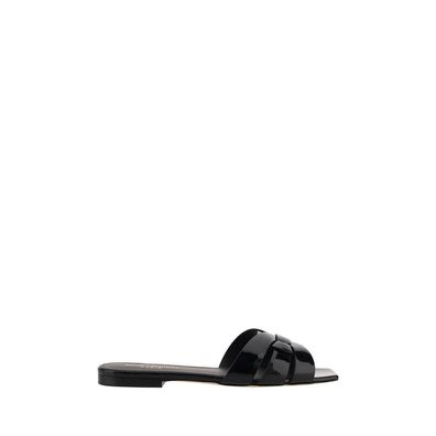 Saint Laurent Black Calf Leather Bos Taurus Sandals