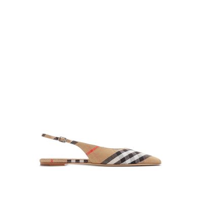 Burberry Check Birdie Slingback Ballerina Flats