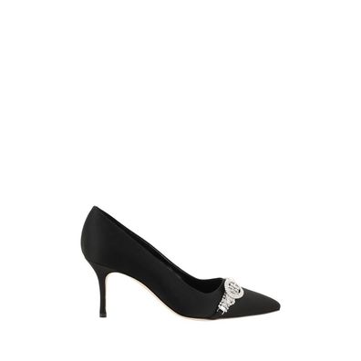 Manolo Blahnik Black Asapump Satin Pumps