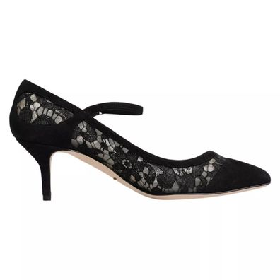 Dolce & Gabbana Black Mary Jane Taormina Lace Pumps Shoes