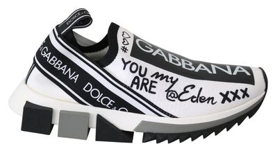 Dolce & Gabbana White Black Slip On Sorrento Sneakers