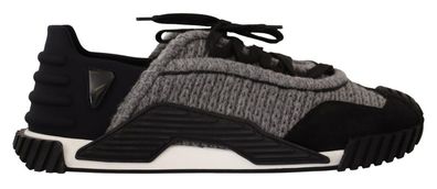 Dolce & Gabbana Black Gray Fabric Lace Up NS1 Sneakers Shoes