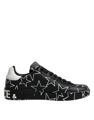 Dolce & Gabbana Black White Stars Low Top Men Sneakers Shoes