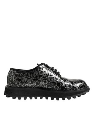 Dolce & Gabbana Black White Calfskin Chunky Derby Shoes