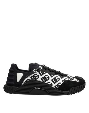 Dolce & Gabbana Black Logo Lace Up Low Top NS1 Sneakers Shoes