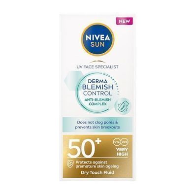 Nivea Sun Derma Gesichtsfluid mit SPF50+ fuer Unreinheitenkontrolle, 40ml