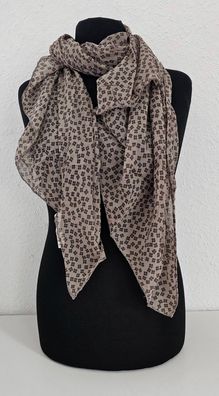 Italy Blogger Schal Halstuch Seide/Baumwolle asymetrisch Blütenprint in Taupe