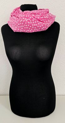 Blogger Loop Schal Halstuch Schlauchschal Baumwolle Viskose Blütenprint Pink