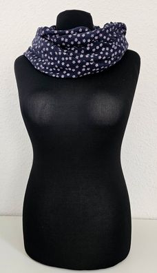 Blogger Loop Schal Halstuch Schlauchschal Baumwolle Viskose Blütenprint Dunkelblau