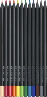 Buntstifte Black Edition von Faber Castell, dreikant, 12 Stück in 12 Farben sortiert