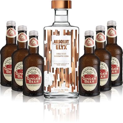 Moscow Mule Set - Absolut Elyx Vodka 0,7l 700ml (42,3% Vol) + 6x Fentimans Trad