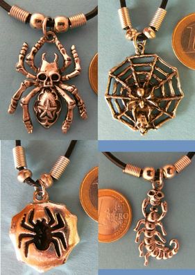 1 Kette mit Anhänger Spinne Spinnen Skorpion Ketten Modeschmuck Tiere Tier Metall