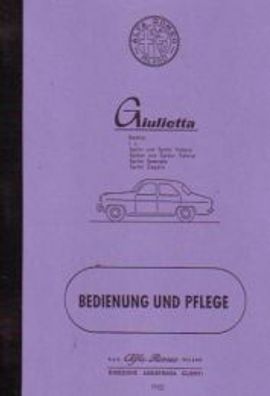 Bedienungsanleitung Alfa Romeo Giulietta Berlina t.i. Giulietta Sprint, Sprint Velo