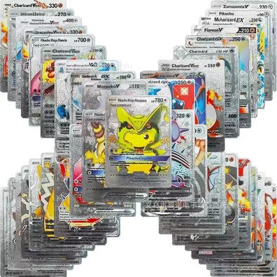 Souvenier Silber Metall Karten Optik Pokemon mit Zufallsgenerator (PM181025)