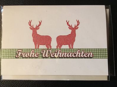 Kleine Weihnachtskarte incl. Umschlag Rentiere