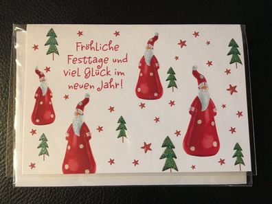 Kleine Weihnachtskarte incl. Umschlag Nikoläuse