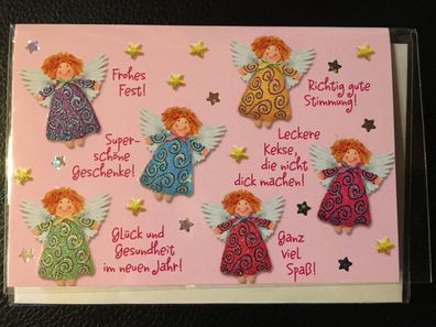 Kleine Weihnachtskarte Frohes Fest Engel