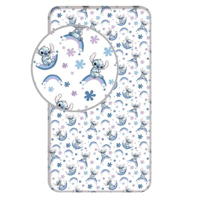 Lilo & Stitch Spannbettlaken 90x200 cm aus 100?% Baumwolle mit 25 cm Steghöhe