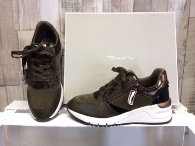 Tamaris Schnürschuh grün/bronze