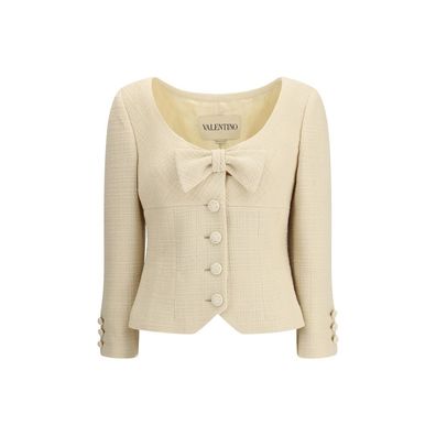 Valentino Short Jacket in Plain Wool Tweed