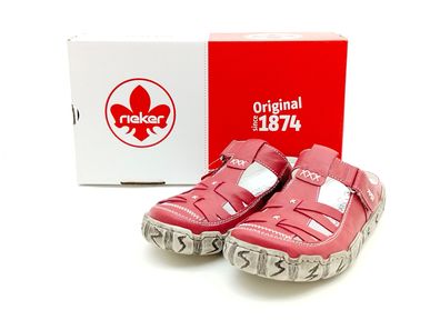 Rieker Lederpantolette rot, durchbrochen