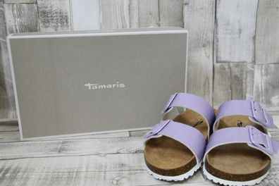 Tamaris Damen Pantolette lack- flieder mit zwei Schnallen