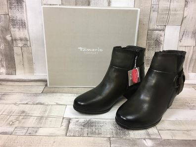 Tamaris Comfort Damen Stiefelette oliv mit geknotetem Zierband um der Fessel, 4 cm Ab