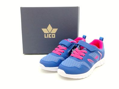 Lico Kinder Klett Halbschuh blau pink weiße Laufsohle