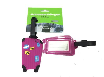 2 Adressanhänger / Kofferanhänger Trolley Koffer, pink
