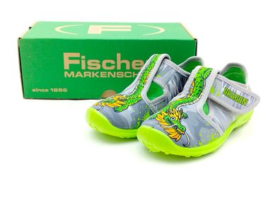 Fischer Jungen Kletthausschuh Drachen grau grün