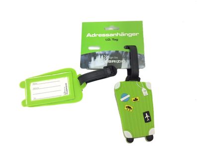 2 Adressanhänger / Kofferanhänger Trolley Koffer, grün