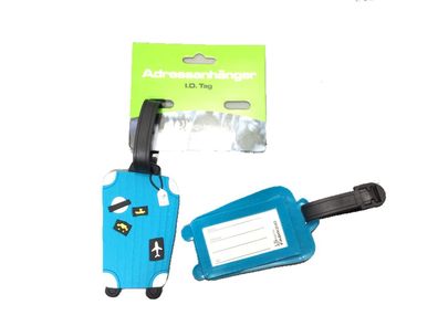 2 Adressanhänger / Kofferanhänger Trolley Koffer, türkis