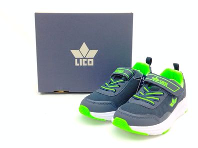 LICO Jungen Klett Halbschuh mit Stretchschnürung blau grün